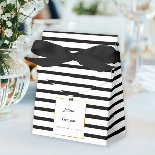 Ballotins Élégant Mariage Rayure Noir Blanc Cadre Doré