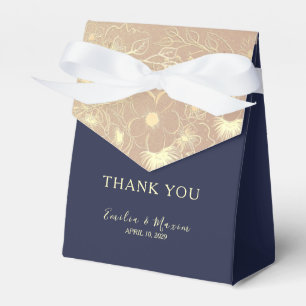 Ballotins Elégant Marine Bleu & Rose Gold Wedding Favor Box