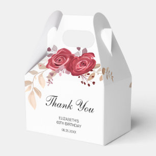Ballotins Elégant Maroon Rose Floral Verdure Anniversaire