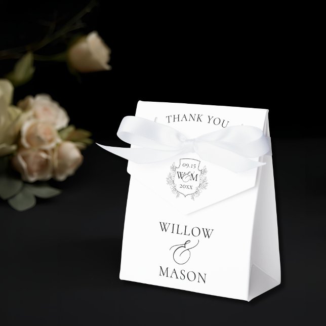 Ballotins Élégant Merci Mariage Monogramme Vintage (Elegant Vintage Monogram Wedding Thank You Favor Boxes)
