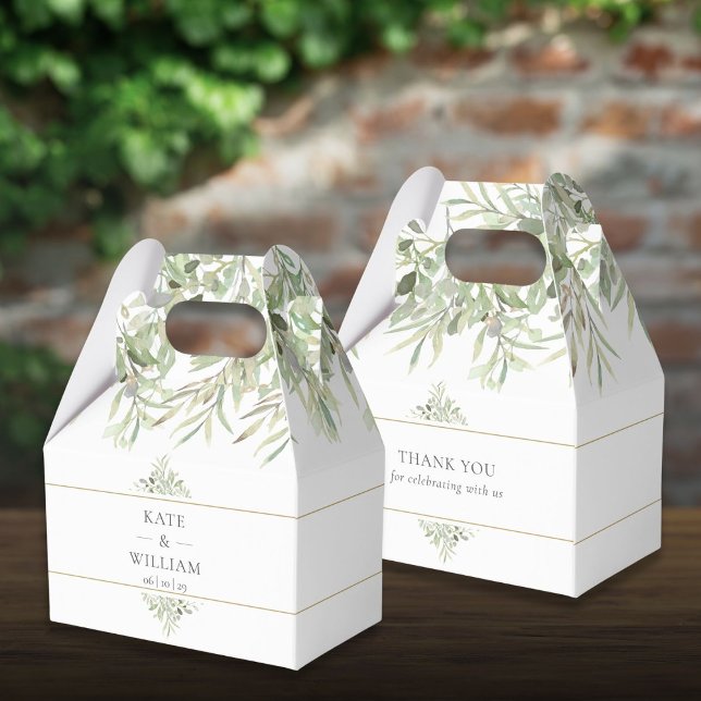 Ballotins Elégant Merci Mariage verdoyant (Elegant Greenery Wedding Thank You Favor Boxes)