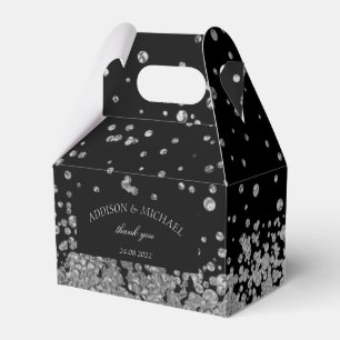 Ballotins Élégant Moderne Mariage Noir-Argent Splatter