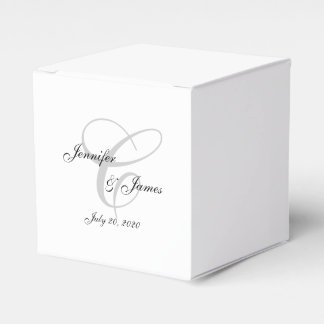 Ballotins Élégant Monogramme C | Boîtes De Faveur De Mariage