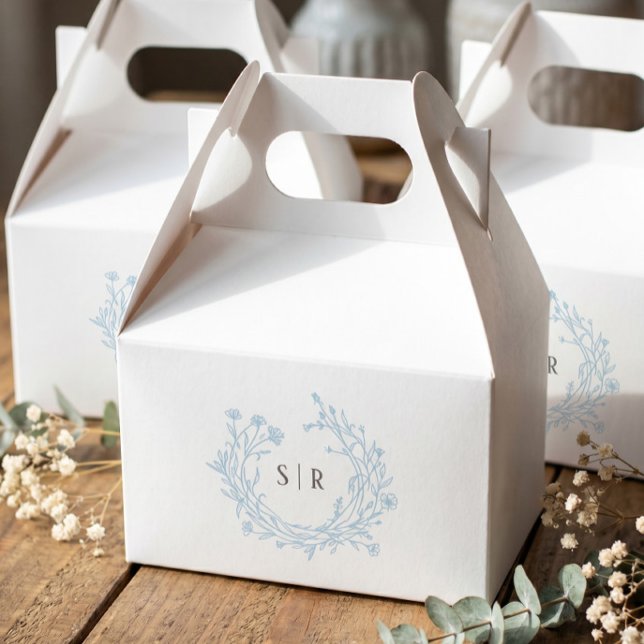 Ballotins Élégant Monogramme Floral Bleu Clair Invité de Mar (Créateur téléchargé)