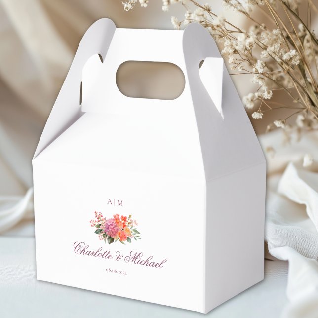 Ballotins  Élégant Monogramme Floral Script Mariage (Elegant Floral Monogram Script Wedding Favor Boxes)