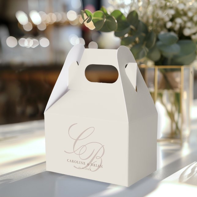 Ballotins Élégant, Monogramme, Mariage (Elegant, Monogram, Wedding Favor Boxes with your name and date.)