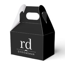 Élégant Monogramme noir et blanc Groomsmen Cadeau