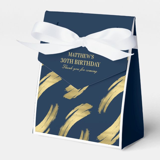 Ballotins Elegant Navy Gold Foil Birthday Favor Boxes (Verso)
