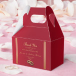 Ballotins Elégant or & rouge, Mariage   Mariage<br><div class="desc">Elégant et romantique, sophistiqué et moderne ballotin de Merci décoratif pour les Mariages avec un beau arrière - plan de rouge rubis vif avec bordure d'or et une paire d'anneaux de mariage élégant, un design assez classe pour votre journée spéciale. Idéal pour les événements du printemps et de l'été mais...</div>