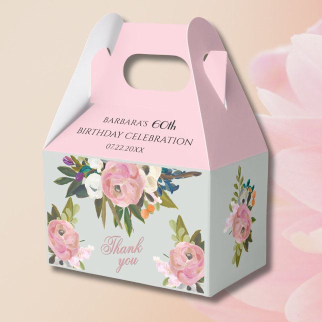 Ballotins *Elegant Painted Pink Floral 60th birthday favors  (Créateur téléchargé)