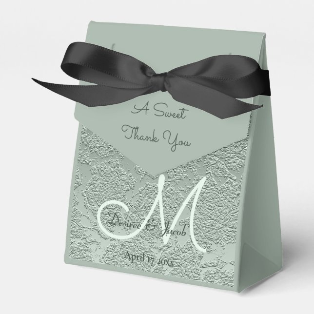 Ballotins Élégant Pastel Sage Green Mariage Monogramme (Verso)