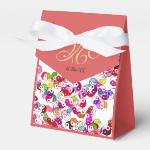 Ballotins Elégant Peach Personnalisé Monogramme Or Yin Yang