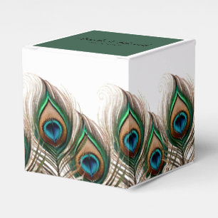 Ballotins Elégant Peacock Feather Wedding Favor Box