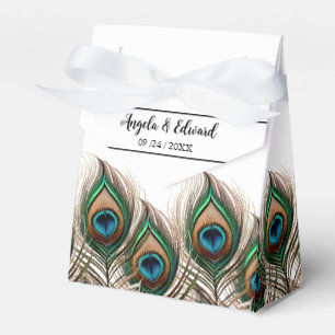 Ballotins Elégant Peacock Feather Wedding Favor Box