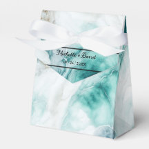 Elégant Peacock Green Marbre Boîte de mariage Favo