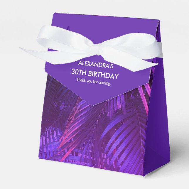 Ballotins Elegant Purple Palm Leaf Favor Box (Verso)