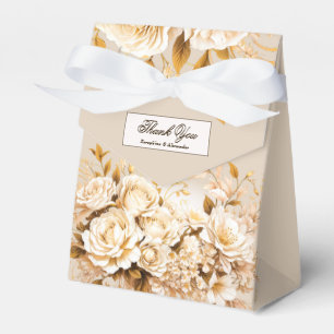 Ballotins Élégant Remerciement de Mariage Fleur Or et Ivoire