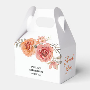 Ballotins Elégant Rose Floral Rouge Orange Anniversaire Merc