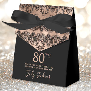 Ballotins Élégant Rose Gold Lace pour 80e Anniversaire