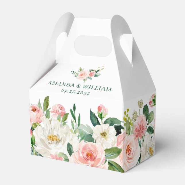 Ballotins Elégant rose pâle Fleurs Mariage verdoyant (Verso)