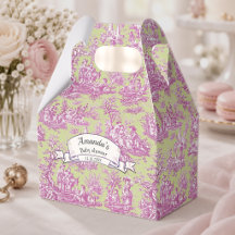 Élégant Rose Vert Toile de Jouy Monogramme