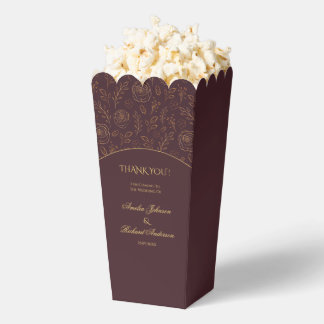 Ballotins Élégant Roses Dorées Mariage Chocolat Marron 