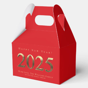 Ballotins Élégant Rouge et Or Script Bonne année 2025
