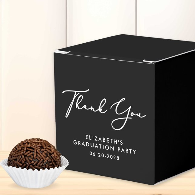 Ballotins Élégant Script Black Graduation Party Merci (Créateur téléchargé)