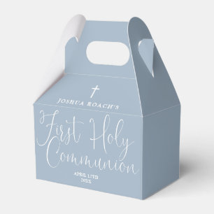 Ballotins Élégant Script Dusty Blue First Holy Communion