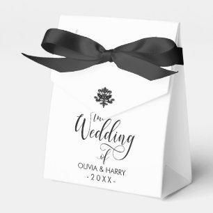 Ballotins Élégant Script mariage boîte de préférence   Blanc
