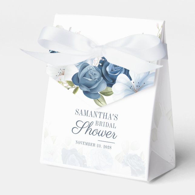 Ballotins Élégant shower de mariage floral aquarelle bleu po (Verso)