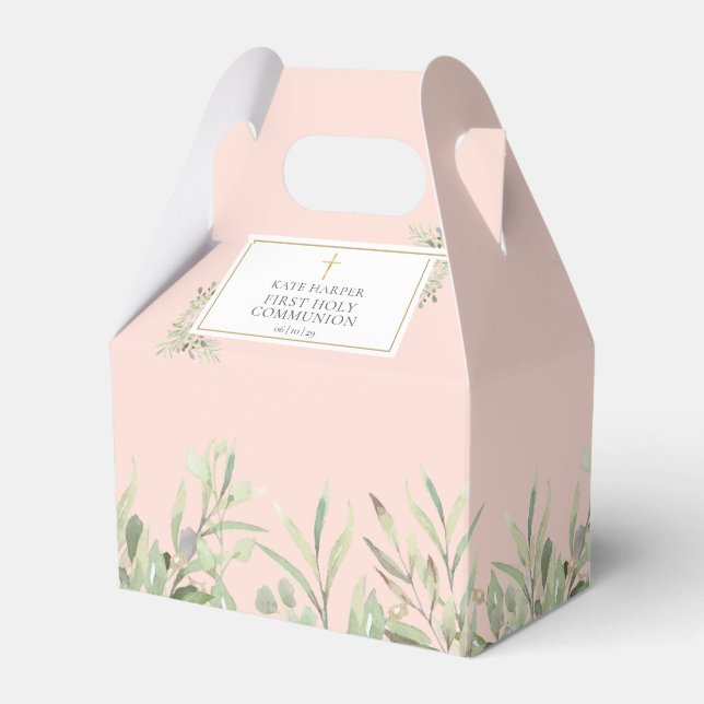 Ballotins Élégant Vert Foncé de Première Communion Rose (Verso)