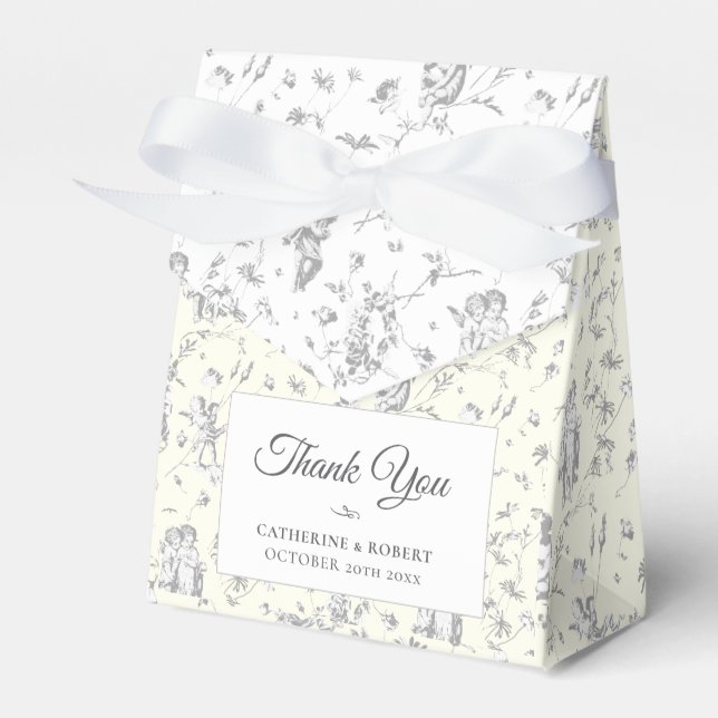 Ballotins Elegant Vintage Chic Gray Angels Toile Wedding (Verso)