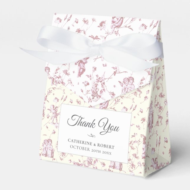 Ballotins Elegant Vintage Chic Pink Angels Toile Wedding (Verso)