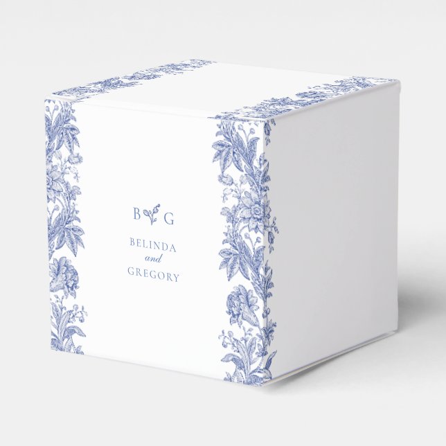 Ballotins Élégant Vintage Rustique Français Bleu Mariage Flo (Verso)