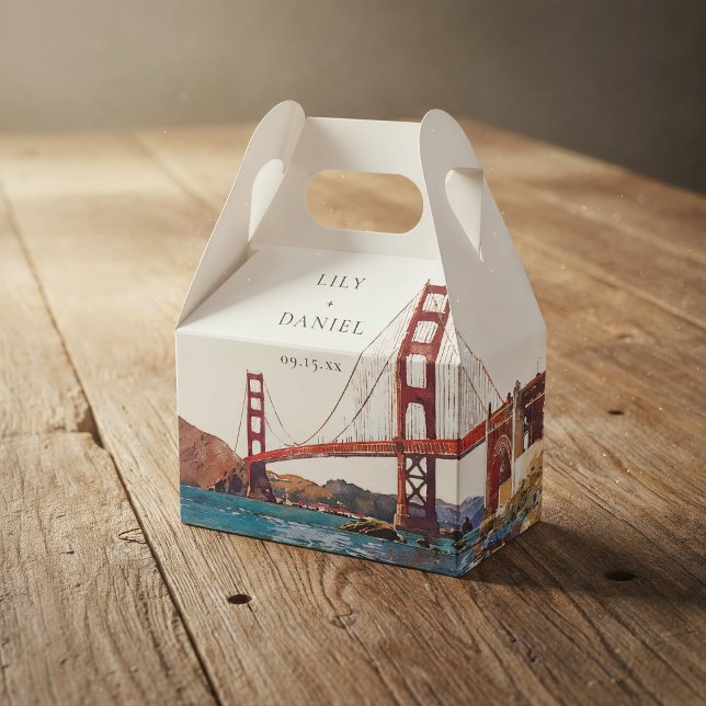 Ballotins Elegant Watercolor San Francisco Wedding (Elegant Watercolor San Francisco Wedding Favor Boxes)
