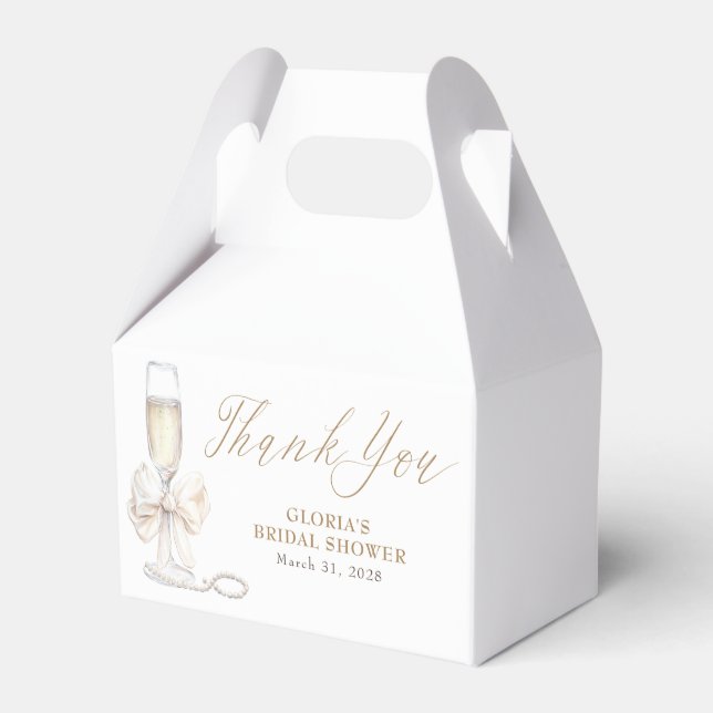 Ballotins Elegant White Bow Prosecco Bridal Shower Thank You (Verso)
