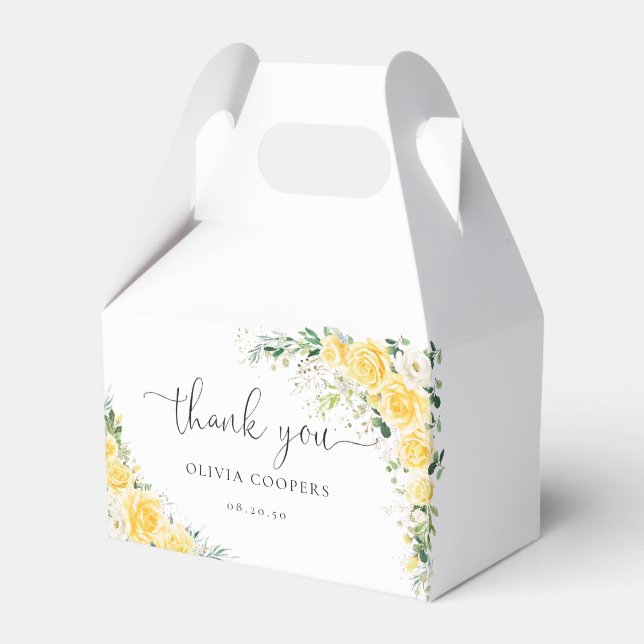Ballotins Elegant Yellow Baby Shower Favor Box (Verso)