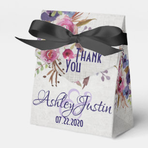 Ballotins Elégante Aquarelle Fleurs Mariage Favor Boxes