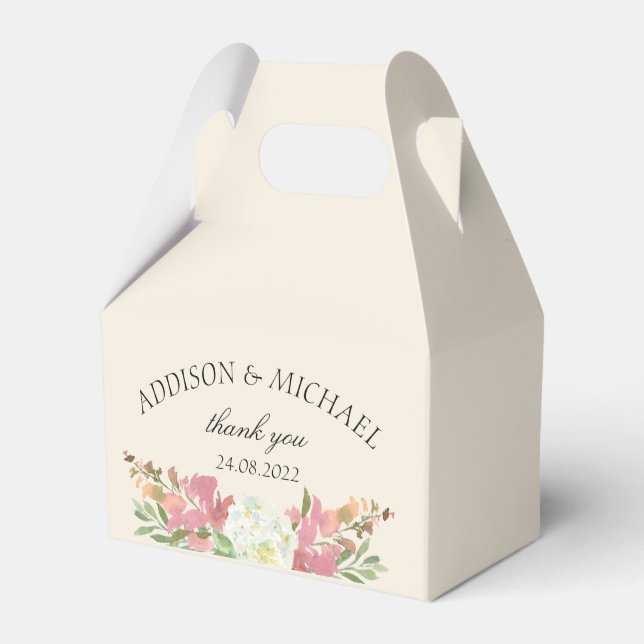 Ballotins Elégante aquarelle Florale Mariage beige (Arrière)