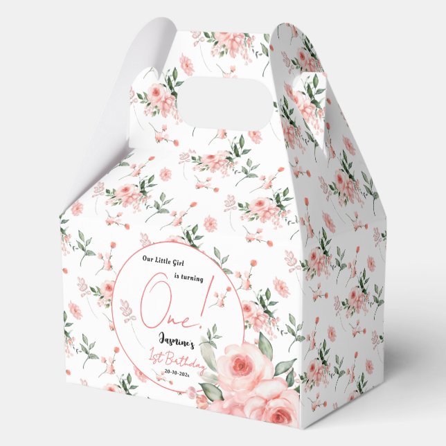 Ballotins Elégante aquarelle Rose Rose fille 1er anniversair (Recto)