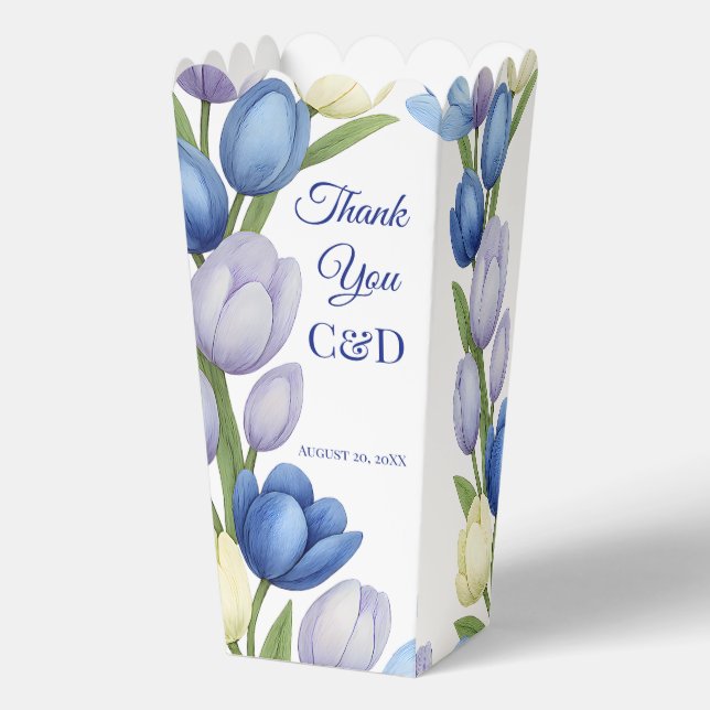 Ballotins Elégante aquarelle Tulipe Mariage de couronne bleu (Recto)