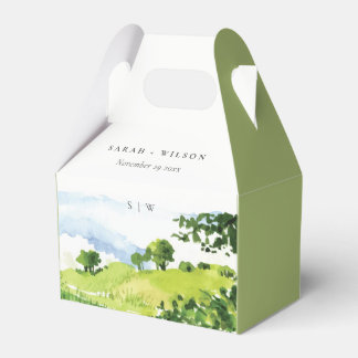 Ballotins Elégante Aquarelle verte Campagne Hills Mariage