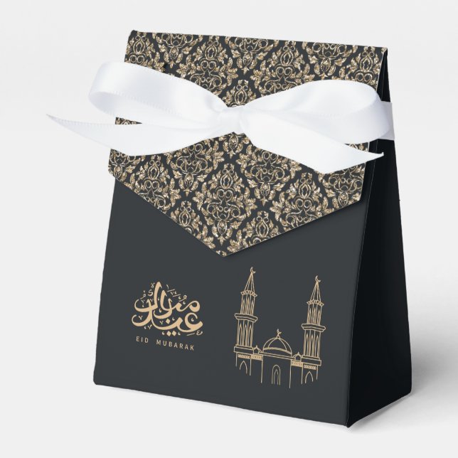Ballotins Élégante boîte cadeau de l'Aïd Noir et Or Moubarak (Verso)