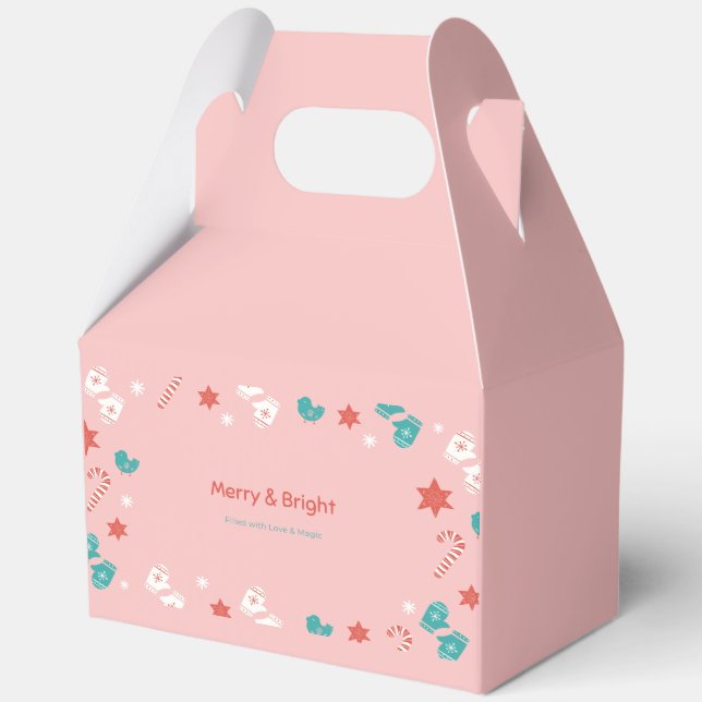 Ballotins Élégante boîte cadeau de vacances rose pour Noël,  (Verso)