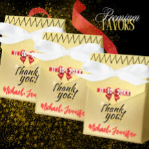 Elégante boîte de préférence de mariage Gold avec 