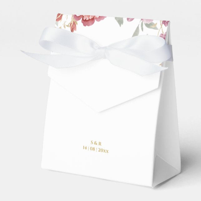 Ballotins Élégante boîte de préférence Fleur & Mariage Or (Verso)