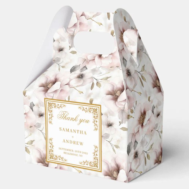 Ballotins Elégante casserole rose pâle couleur d'eau de mari (Elegant dusty pink watercolor wedding favor boxes)