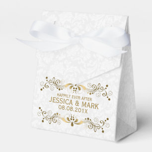 Ballotins Elégante dentelle d'or Floral avec Damas blanches