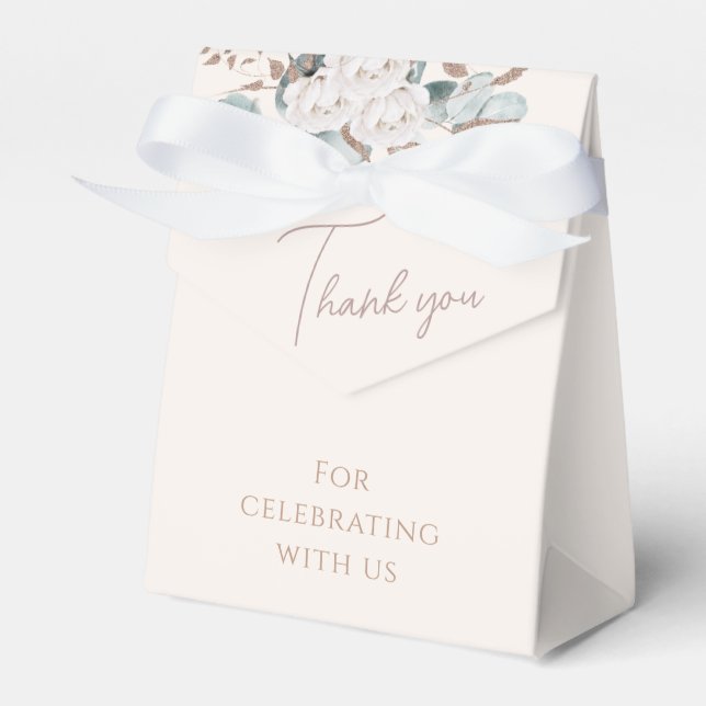 Ballotins Élégante douche de mariée aux roses blanches et ve (Verso)